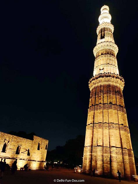 Experience The Majestic Qutub Minar At Night Dazzling With Light Lbb
