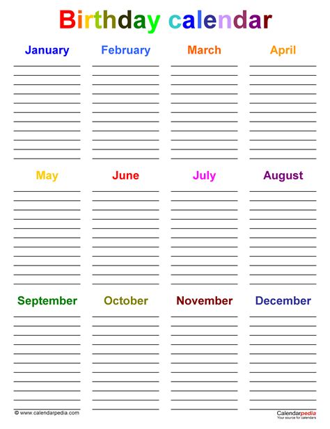 Birthday Calendar In Excel