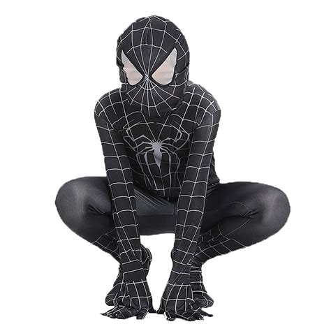 Boys Venom Black Spiderman Costume Kids Cosplay Spandex Bodysuit Kids