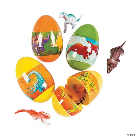 3 Dinosaur Toy Filled Plastic Easter Eggs 12 Pc Oriental Trading