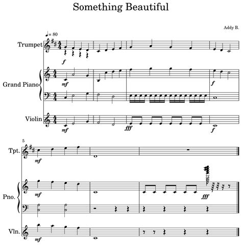 Something Beautiful Sheet Music For Trumpet Piano Violin