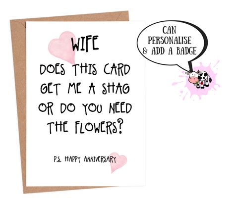 Funny Anniversary Card For Wife Personalised Anniversary Card Fast