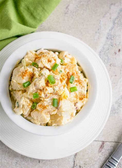 Simple deviled egg potato salad is the perfect go to side for summer, take it on a picnic, to a pot luck or to the beach and enjoy! Deviled Egg Potato Salad - Cooking with Mamma C