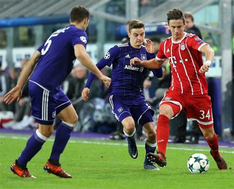 Sports club in brussels, belgium. Bayern Munich fight off Anderlecht 2-1 in chaotic win