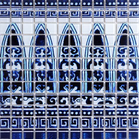 Crystal Glass Tile Blue And White Puzzle Mosaic Tile Crackle Crystal