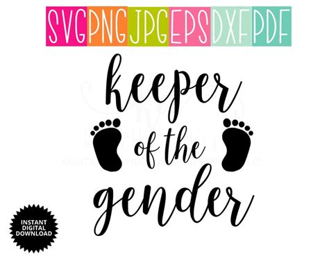 Keeper Of The Gender Svg Gender Reveal For Shirts Pregnancy Etsy