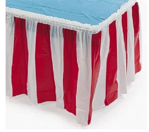 Redwhite Striped Table Skirt 1 Piece