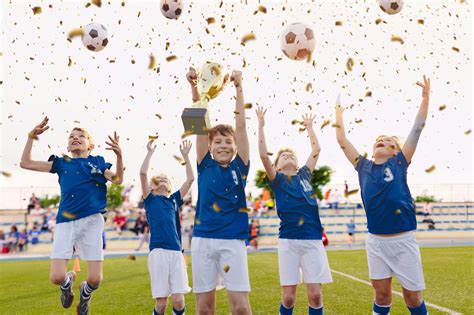 Happy Boys Celebrating Soccer Championship Youth Football Winning Team