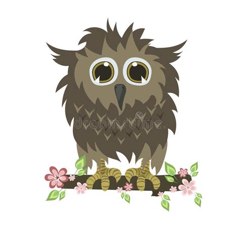 Cute Owl Sitting Branch Stock Illustrations 1455 Cute Owl Sitting