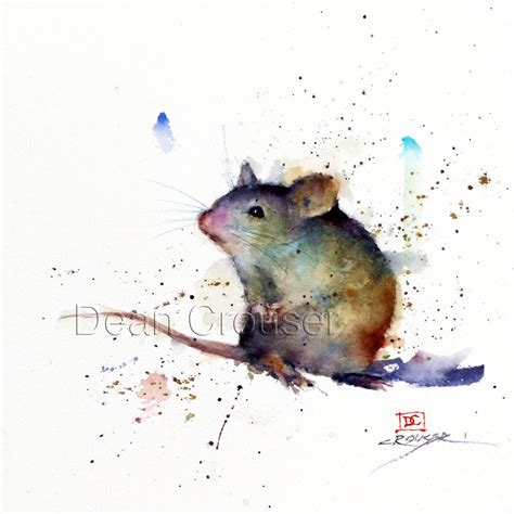 Mouse Watercolor Print Mouse Art Painting By Dean Crouser Etsy Aquarelltiere Kunstmalerei