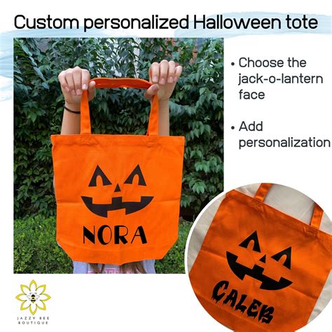 Halloween Canvas Tote Bag Halloween Tote Bag Trick Or Treat Etsy