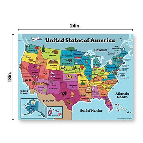 United States And World Wall Maps For Kids Poster 18h X 24w Not