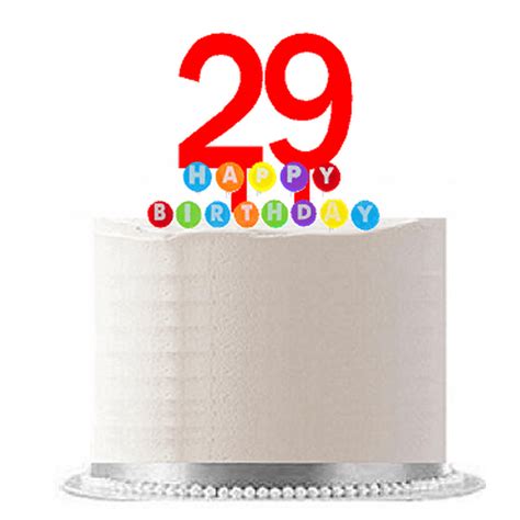 Item029wcd Happy 29th Birthday Party Red Cake Topper And Rainbow