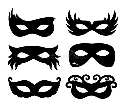 Vector La Silueta Festiva De Las Máscaras Del Ejemplo En Negro En Un