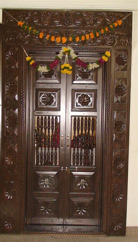 Wooden Carved Pooja Room Door Design Gharexpert