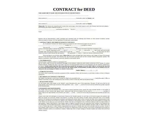 Deed Of Variation Contract Template