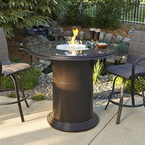 The Outdoor Greatroom Company Grand Colonial 48 Inch Round Pub Height Propane Gas Fire Pit Table