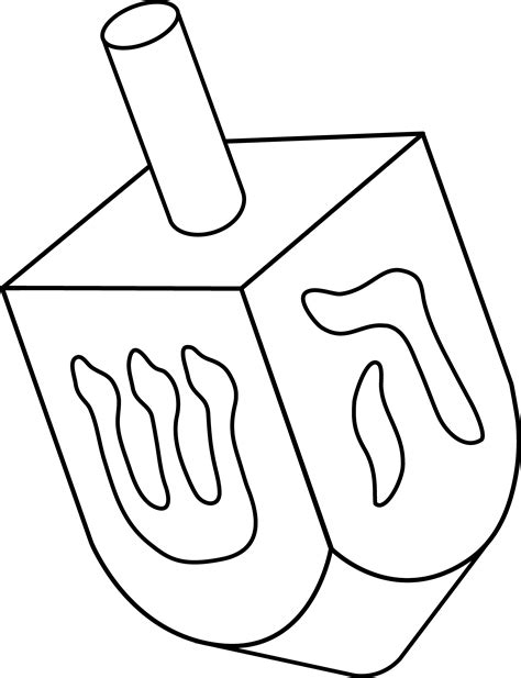 Each night of the 8 days in december, a candle is lit on the menorah to celebrate the rededication of the temple in detailed menorah hanukkah coloring pages. Dreidel Colorable Line Art - Free Clip Art
