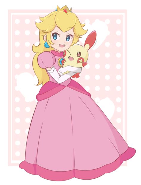 Princess Peach Plusle Hug By Chocomiru02