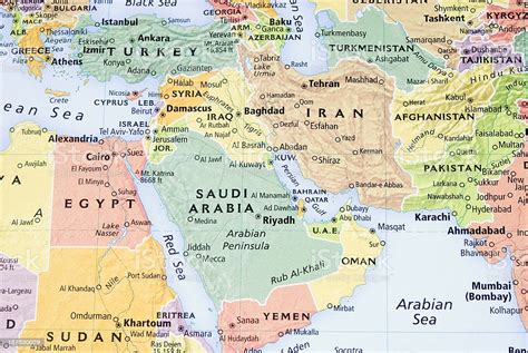 Middle east map on a globe focused on iran turkmenistan. Middle East Persian Gulf And Pakistanafganistan Region Map Iii Stock Photo - Download Image Now ...