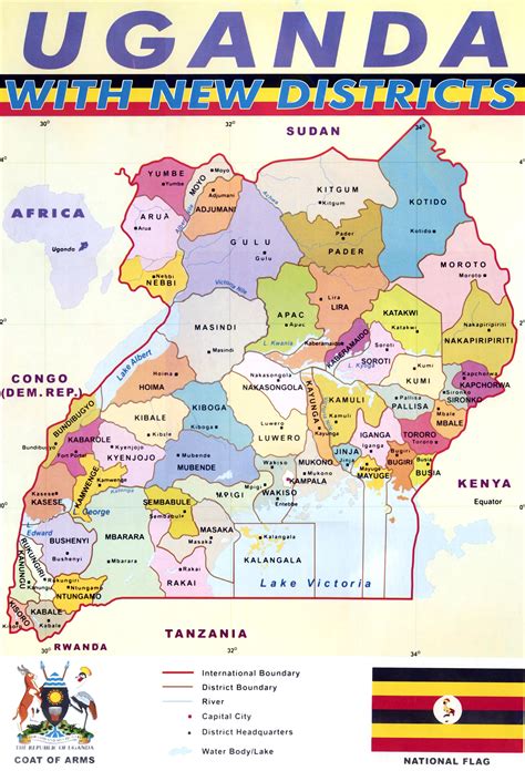 Large Detailed Administrative Map Of Uganda Uganda Africa