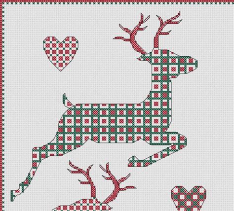 christmas cross stitch pattern reindeer trio etsy