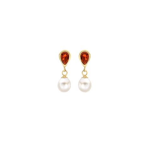 9ct Gold Garnet And Pearl Drop Earrings Macintyres Of Edinburgh
