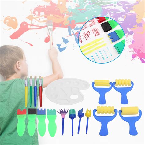 Lyumo 17pcs Kids Painting Set Painting Supply Brushes Sponge Paint