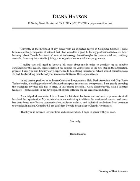 Computer Science Cover Letter In Cover Letter For Internship Cover Letter Example