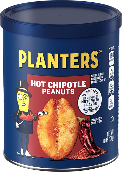 Planters Chipotle Peanuts 8 Ct Pack 6 Oz Canisters