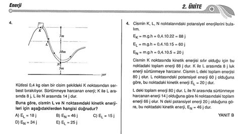 9 sınıf Mekanik Enerjinin Korunumu Çözümlü Sorular PDF Etkinlik Paylaş