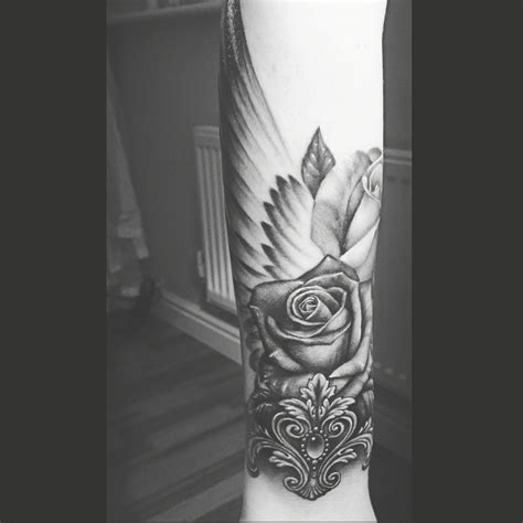 Half Sleeve Rose And Wing Tattoo Im So In Love With My New Tatt ️ ️