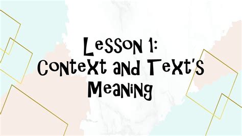 Context And Texts Meaning Youtube