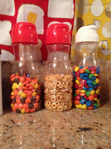 Reuse Coffee Mate Creamer Bottles Mandms Reesepieces Snacks Toddlers Kids