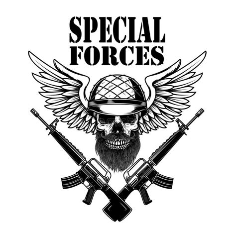 Special Forces Crossed Assault Rifles With Winged Soldier Skull