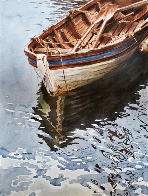 Original Watercolor Painting Reflections 36x48 Cm Artstore