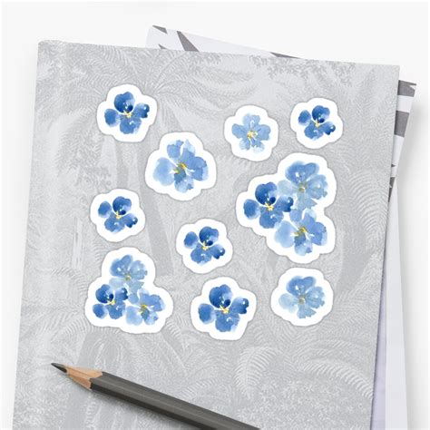 Little Blue Flowers ~ Stickers Stickers By Apricotblossom Redbubble