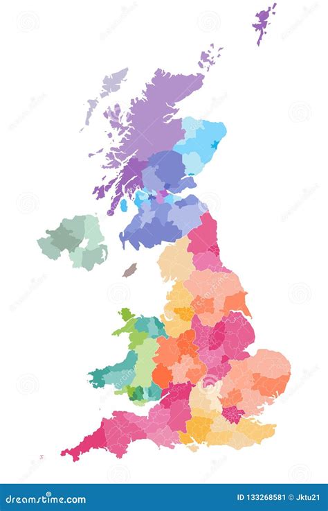 Vector Map Of United Kingdom Administrative Divisions Colored By