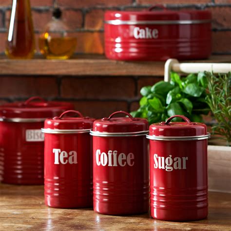 Kitchen Canister Sets In Red Color Homesfeed
