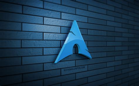 Download Wallpapers Arch Linux 3d Logo 4k Blue Brickwall Creative