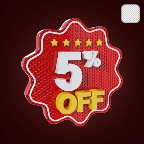 Premium Psd 5 Percent Off Sale Tag 3d Illustration
