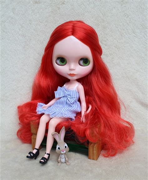 Blyth Doll Nude Dolls Fluorescent Red Curly Diy Dolls For Makeup 30cm