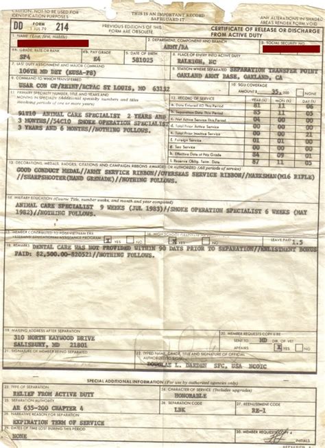 1967 Dd214 Blank Printable Form Printable Forms Free Online