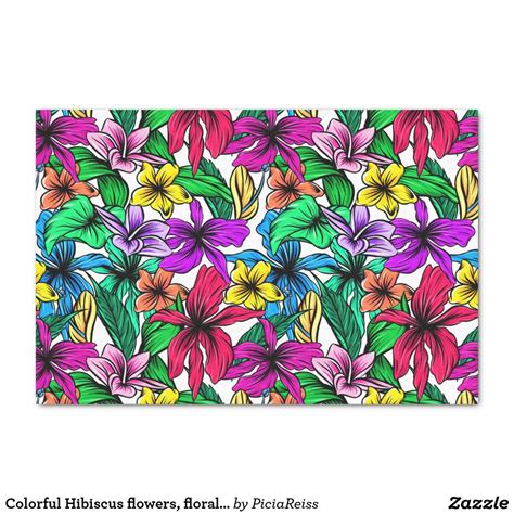 Now is the perfect time to make one. Colorful Hibiscus flowers, floral vector pattern Tissue Paper | Zazzle.com in 2020 | Diy prints ...