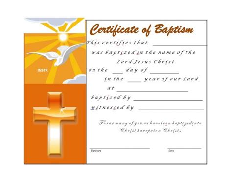 Roman Catholic Baptism Certificate Template