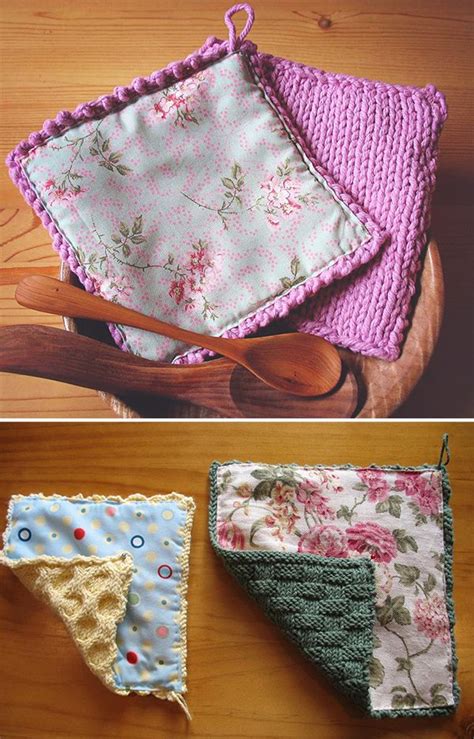 Jersey fabric is made with a single needle that works approximately like knitting. Free Knitting Pattern for Easy Going Potholders - 3 stitch ...