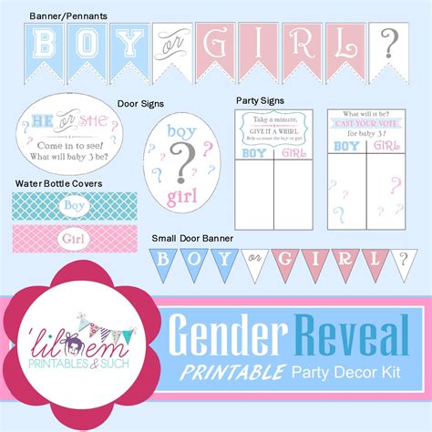Printable Gender Reveal Party Decorations Boy Or Girl