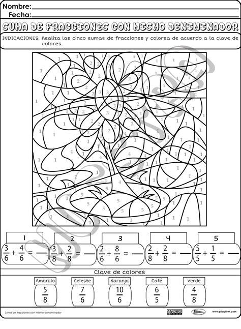 Fracciones Para Colorear Quinto Grado - páginas para colorear