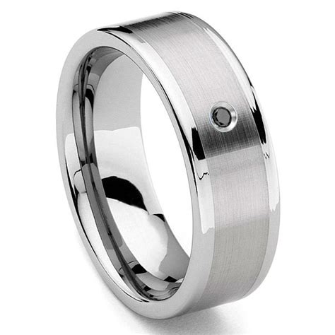 Our black titanium rings offer a modern yet classic look, and our styles featuring black diamonds have an extra unique touch. Tungsten Carbide 8MM Flat Black Diamond Men's Wedding Band ...