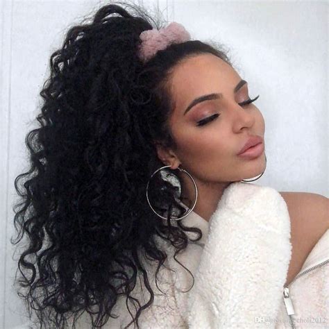 African American Kinky Curly Drawstring Ponytail Human Hair Extension